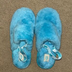 UGG Plush Blue Slippers